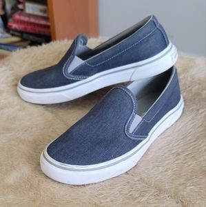 Eddie Bauer Haller Slip On Denim Sneakers Lightly Worn, Size 7